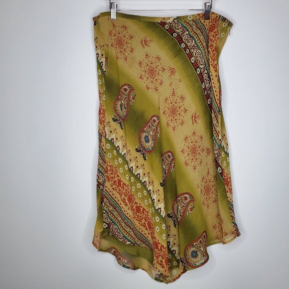 NYC Design Co. Womens Green Paisley Floral Flowy Skirt Size XL Fairy Grunge Y2K - Picture 1 of 8